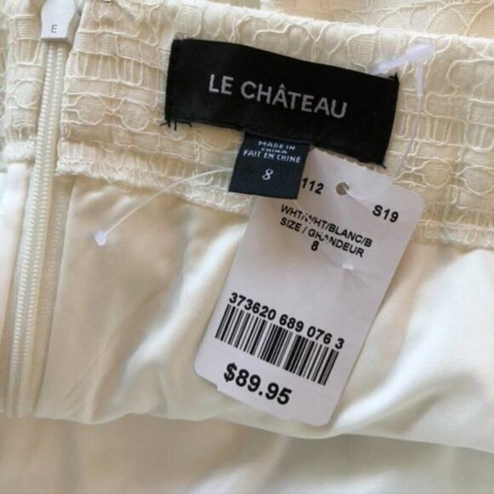 Le Chateau White Lace Flared A-Line Skirt - Size 8 - Picture 9 of 10